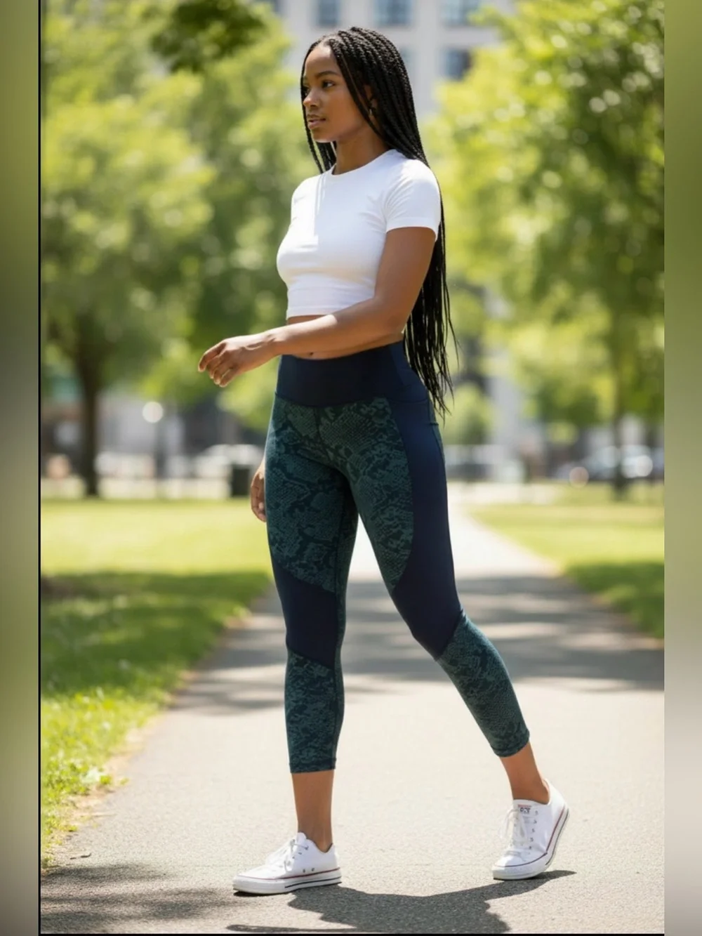 Joy Lab Snake Skin Print Leggings Women's L Fold‎ Over Waist Athleisure Athletic